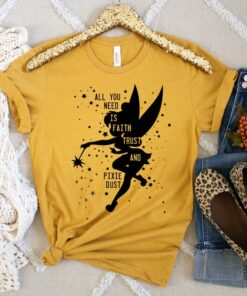 Disney Peter Pan Tinker Bell Pixie Dust Silhouette T-Shirt, Magic Kingdom, Disneyland Family Trip Vacation Gift Unisex T-shirt Kid