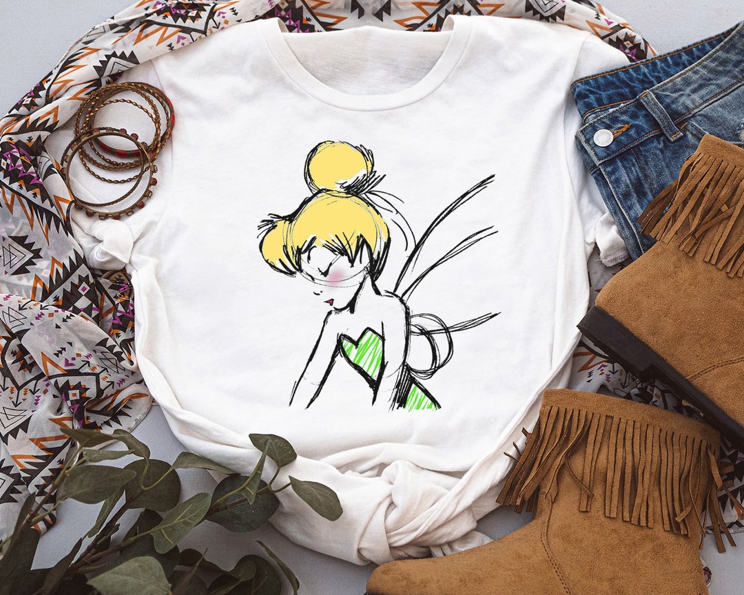 Disney Peter Pan Tinker Bell Sketch Profile T-Shirt Unisex Adult T-shirt Kid shirt Gift for Birthday Hoodie Sweatshirt Toddler Tee