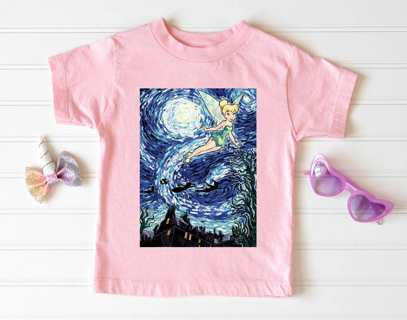 Disney Peter Pan Tinker Bell Starry Night Portrait T-Shirt, Magic Kingdom, Disneyland Family Trip Vacation Gift Unisex T-shirt Kid Shirt