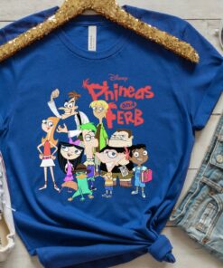 Disney Phineas And Ferb Group Poster Vintage T-Shirt, Magic Kingdom, Disneyland Family Trip Vacation 2022 Gift Unisex T-shirt Kid