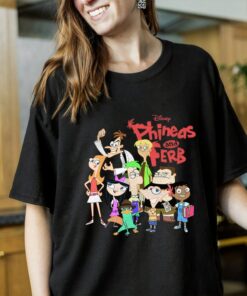 Disney Phineas And Ferb Group Poster Vintage T-Shirt, Magic Kingdom, Disneyland Family Trip Vacation 2022 Gift Unisex T-shirt Kid