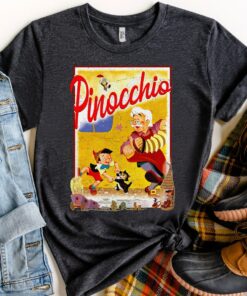 Disney Pinocchio Vintage Storybook Poster Shirt, Magic Kingdom Holiday Trip Unisex T-shirt Family Birthday Gift Adult Kid Toddler Tee