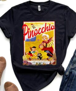 Disney Pinocchio Vintage Storybook Poster Shirt, Magic Kingdom Holiday Trip Unisex T-shirt Family Birthday Gift Adult Kid Toddler Tee