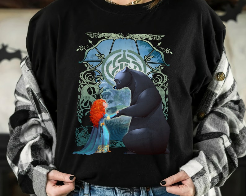 Disney Pixar Brave Merida And Bear Profile Portrait Shirt, Magic Kingdom Holiday Unisex T-shirt Family Birthday Gift Adult Kid Toddler Tee