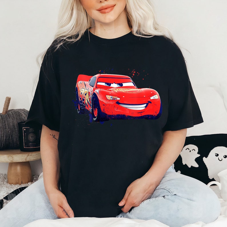Disney Pixar Cars Lightning McQueen Paint T-Shirt, Magic Kingdom Tee, Disneyland Family Trip Vacation Gift Unisex Adult T-shirt Kid Shirt
