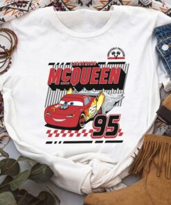 Disney Pixar Cars Lightning McQueen Retro 95 Poster Graphic Shirt, Magic Kingdom Unisex T-shirt Family Birthday Gift Adult Kid Toddler Tee