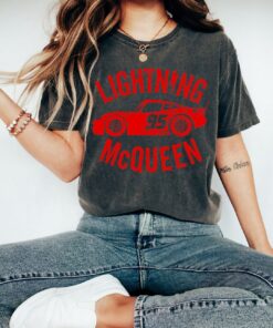 Disney Pixar Cars Lightning McQueen Vintage Graphic T-Shirt, Magic Kingdom Tee, Disneyland Family Trip Gift Unisex Adult T-shirt Kid Shirt