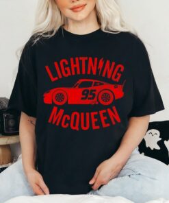Disney Pixar Cars Lightning McQueen Vintage Graphic T-Shirt, Magic Kingdom Tee, Disneyland Family Trip Gift Unisex Adult T-shirt Kid Shirt