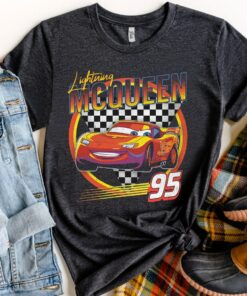 Disney Pixar Cars Lightning McQueen Vintage Race T-Shirt Unisex T-shirt Birthday Shirt Gift For Men Women Kid Hoodie Sweatshirt