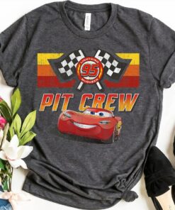Disney Pixar Cars McQueen Pit Crew Red Distressed T-Shirt Disneyland Vacation Holiday Trip Unisex Adult T-shirt Kid Shirt Hoodie Sweatshirt