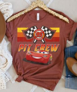 Disney Pixar Cars McQueen Pit Crew Red Distressed T-Shirt Disneyland Vacation Holiday Trip Unisex Adult T-shirt Kid Shirt Hoodie Sweatshirt