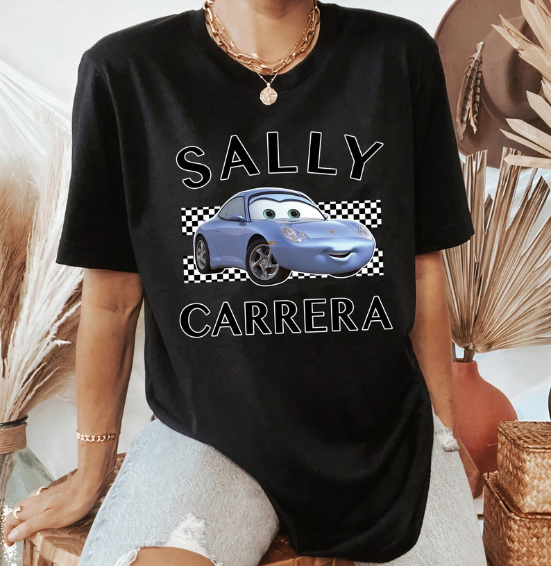 Disney Pixar Cars Sally Carrera Finish Graphic T-Shirt, Magic Kingdom, Disneyland Family Trip Vacation Gift Unisex Adult T-shirt Kid Shirt