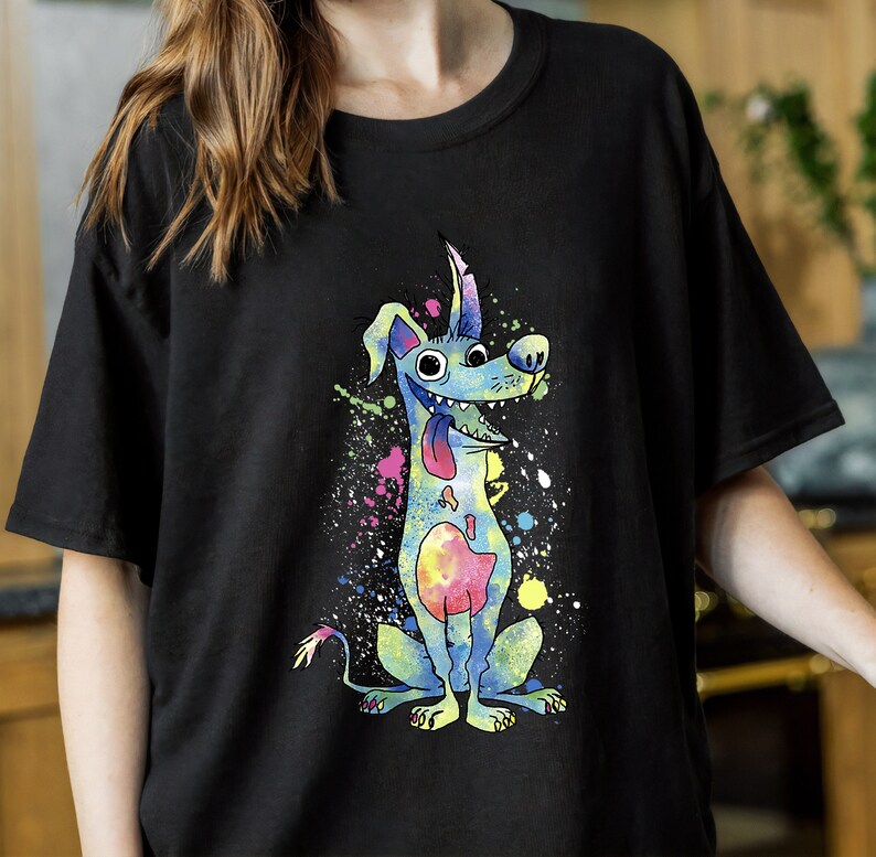 Disney Pixar Coco Dante Watercolor Splatter Graphic T-Shirt, Magic Kingdom, Disneyland Family Trip Vacation Gift Unisex T-shirt