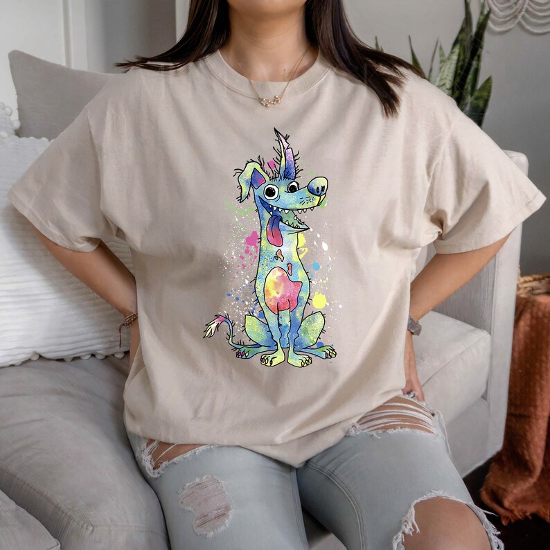 Disney Pixar Coco Dante Watercolor Splatter Graphic T-Shirt, Magic Kingdom, Disneyland Family Trip Vacation Gift Unisex T-shirt