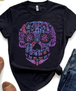Disney Pixar Coco Floral Skull Story Shirt, Disneyland Vacation Holiday Trip Unisex T-shirt Family Birthday Gift Adult Kid Toddler Tee