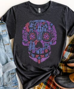 Disney Pixar Coco Floral Skull Story Shirt, Disneyland Vacation Holiday Trip Unisex T-shirt Family Birthday Gift Adult Kid Toddler Tee