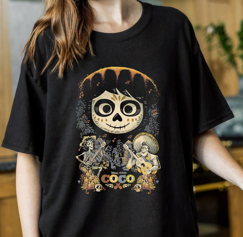Disney Pixar Coco Miguel and Musical Scene Graphic T-Shirt, Magic Kingdom, Disneyland Family Trip Vacation Gift Unisex Adult T-shirt Kid Shirt