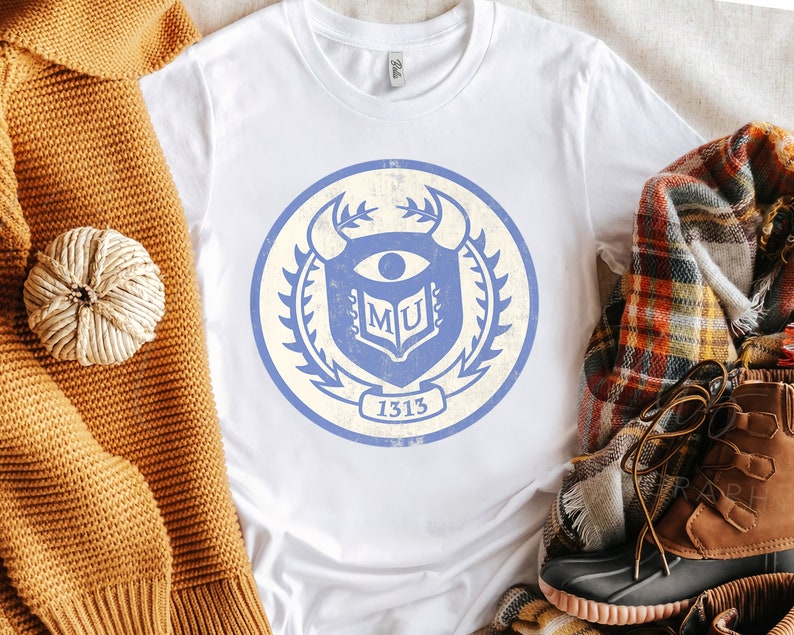 Disney Pixar Monsters University Distressed School Logo Shirt, Mike Wazowski Tee, Unisex T-shirt Family Birthday Gift Adult Kid Toddler Tee