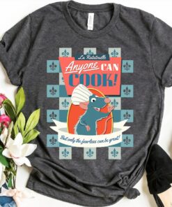 Disney Pixar Ratatouille Remy Anyone Can Cook Poster T-Shirt, Disneyland Holiday Vacation Gift Unisex Adult T-shirt Kid Shirt