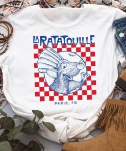 Disney Pixar Ratatouille Remy Paris Checkerboard Shirt, Unisex T-shirt Family Birthday Gift Adult Kid Toddler Comfort Colors Tee