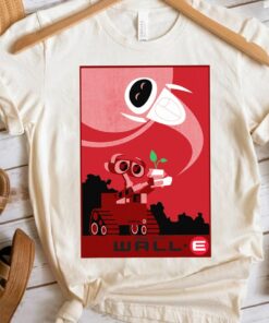 Disney Pixar Wall-E and EVE Find A Plant Red Hue Portrait Shirt, Magic Kingdom Unisex T-shirt Family Birthday Gift Adult Kid Toddler Tee