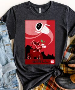 Disney Pixar Wall-E and EVE Find A Plant Red Hue Portrait Shirt, Magic Kingdom Unisex T-shirt Family Birthday Gift Adult Kid Toddler Tee
