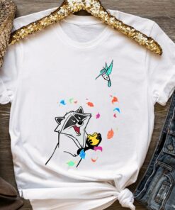 Disney Pocahontas Meeko Flit Colorful Leafs Fall Shirt, Disneyland Vacation, Unisex T-shirt Family Birthday Gift Adult Kid Toddler Tee