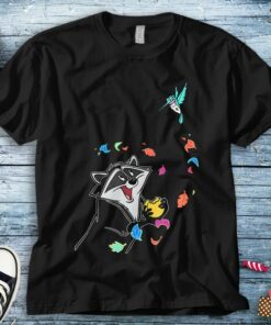 Disney Pocahontas Meeko Flit Colorful Leafs Fall Unisex Tee Adult T-shirt Kid Shirt Long Sleeve Hoodie Sweatshirt Woman's Tank