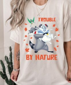 Disney Pocahontas Meeko Percy Flit Trouble By Nature Sweatshirt T-Shirt, Magic Kingdom, Disneyland Family Vacation Gift Unisex T-shirt Kid