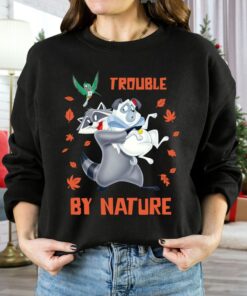 Disney Pocahontas Meeko Percy Flit Trouble By Nature Sweatshirt T-Shirt, Magic Kingdom, Disneyland Family Vacation Gift Unisex T-shirt Kid