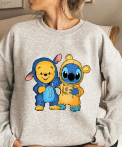 Disney Pooh And Stitch Cute Friends T-Shirt, Disney Friends Shirt, Disneyland Family Vacation, Winnie The Pooh Hoodie Sweatshirt Toddler