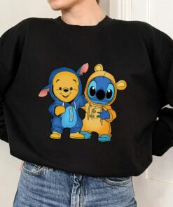 Disney Pooh And Stitch Cute Friends T-Shirt, Disney Friends Shirt, Disneyland Family Vacation, Winnie The Pooh Hoodie Sweatshirt Toddler