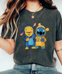 Disney Pooh And Stitch Cute Friends T-Shirt, Disney Friends Shirt, Disneyland Family Vacation, Winnie The Pooh Hoodie Sweatshirt Toddler