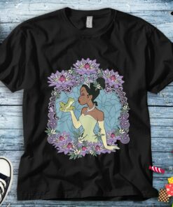Disney Princess And The Frog Tiana Floral Frame Portrait T-Shirt Unisex Adult T-shirt Kid Shirt Toddler Tee Women's Tank Hoodie Sweatshirt