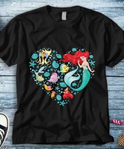Disney Princess Ariel Flounder and Sebastian Collage Heart Unisex Tee Adult T-shirt Kid Shirt Long Sleeve Hoodie Sweatshirt Women's Tank