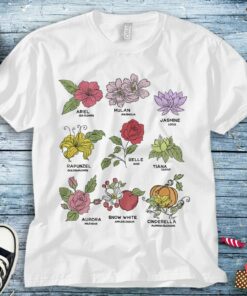 Disney Princesses Types Of Flowers T-shirt Unisex Adult T-shirt Kid Shirt Long Sleeve Hoodie Sweatshirt Women's Tank