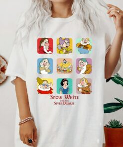 Disney Snow White and Seven Dwarfs Group Shot Shirt, Grumpy, Dopey, bashful, Disneyland Holiday Vacation Gift Unisex Adult T-shirt Kid Shirt