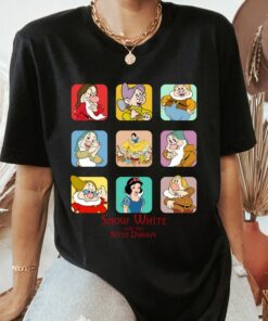 Disney Snow White and Seven Dwarfs Group Shot Shirt, Grumpy, Dopey, bashful, Disneyland Holiday Vacation Gift Unisex Adult T-shirt Kid Shirt