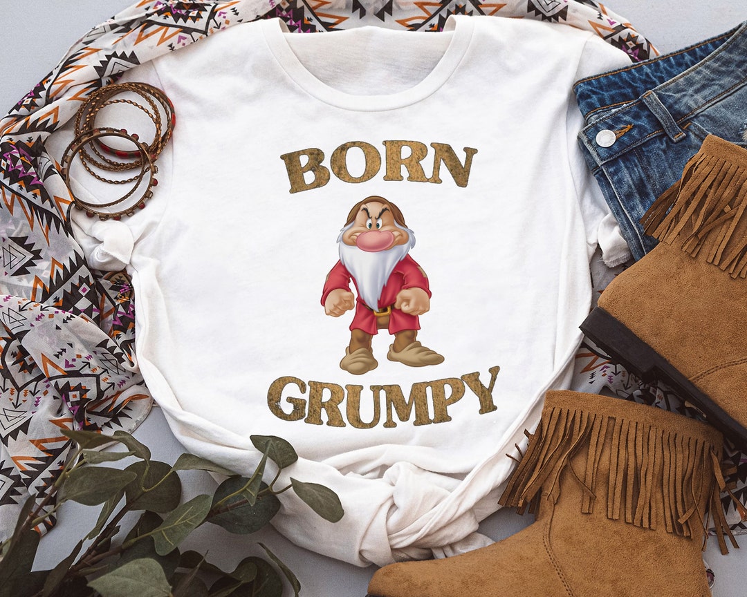 Disney Snow White and the Seven Dwarfs Born Grumpy Shirt, Disneyland Vacation Trip Unisex T-shirt Family Birthday Gift Adult Kid Toddler Tee