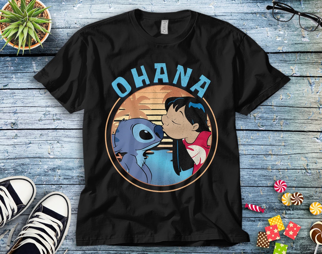 Disney Stitch Lilo & Stitch Ohana Portrait T-Shirt Unisex Tee Adult T-shirt Kid Shirt Long Sleeve Hoodie Sweatshirt Women's Tank