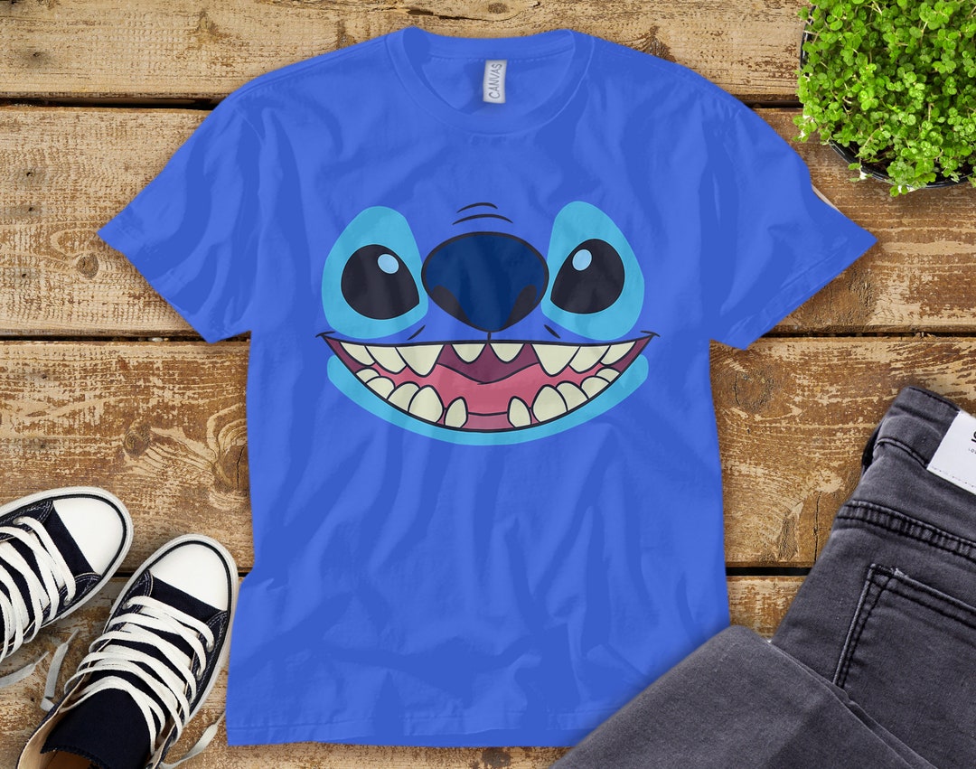 Disney Stitch Smiling Lilo & Stitch Big Face Stitch T-Shirt Unisex Tee Adult T-shirt Kid Shirt Long Sleeve Hoodie Sweatshirt Women's Tank