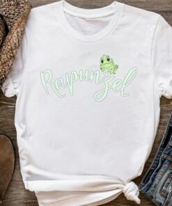Disney Tangled Pascal on Rapunzel Cursive Text Shirt, Magic Kingdom Holiday Trip Unisex T-shirt Family Birthday Gift Adult Kid Toddler Tee