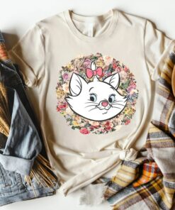 Disney The Aristocats Marie Floral Portrait T-Shirt, Magic Kingdom, Disneyland Family Trip Vacation 2022 Gift Unisex T-shirt Kid