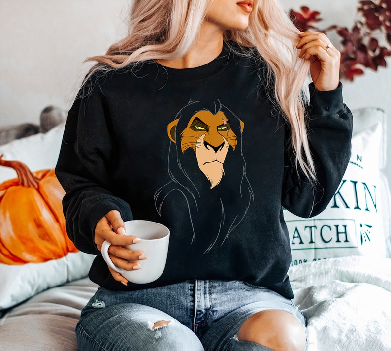 Disney The Lion King Scar Large Face Shirt Vintage Disneyland Vacation Holiday Trip Unisex Adult T-shirt Kid Shirt Hoodie Sweatshirt