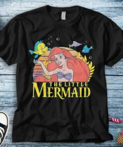 Disney The Little Mermaid Ariel And Flounder Sunset Portrait Unisex Tee Adult T-shirt Kid Shirt Long Sleeve Hoodie Sweatshirt Woman's Tank