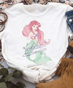 Disney The Little Mermaid Ariel Signed Portrait Shirt, Magic Kingdom Holiday Trip Unisex T-shirt Family Birthday Gift Adult Kid Toddler Tee