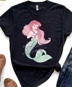 Disney The Little Mermaid Ariel Signed Portrait Shirt, Magic Kingdom Holiday Trip Unisex T-shirt Family Birthday Gift Adult Kid Toddler Tee