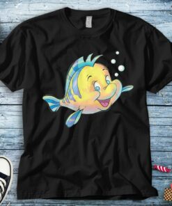 Disney The Little Mermaid Flounder Bubbles T-Shirt Unisex Tee Adult T-shirt Kid Shirt Long Sleeve Hoodie Sweatshirt Women's Tank