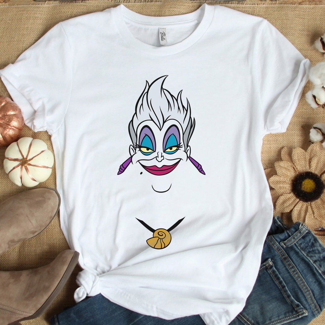Disney The Little Mermaid Villains Ursula Big Face T-Shirt, Disneyland Vacation, Unisex T-shirt Family Birthday Gift Adult Kid Toddler Tee