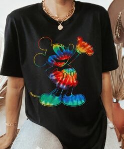 Disney Tie Dye Mickey Mouse Classic Pose Shirt, Mickey and Friends Tee Disneyland Holiday Vacation Trip Gift Unisex Adult T-shirt Kid Shirt